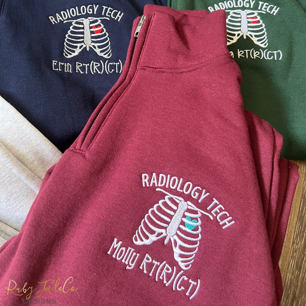 Radiology Tech Quarter Zip, Embroidered Radiology Department